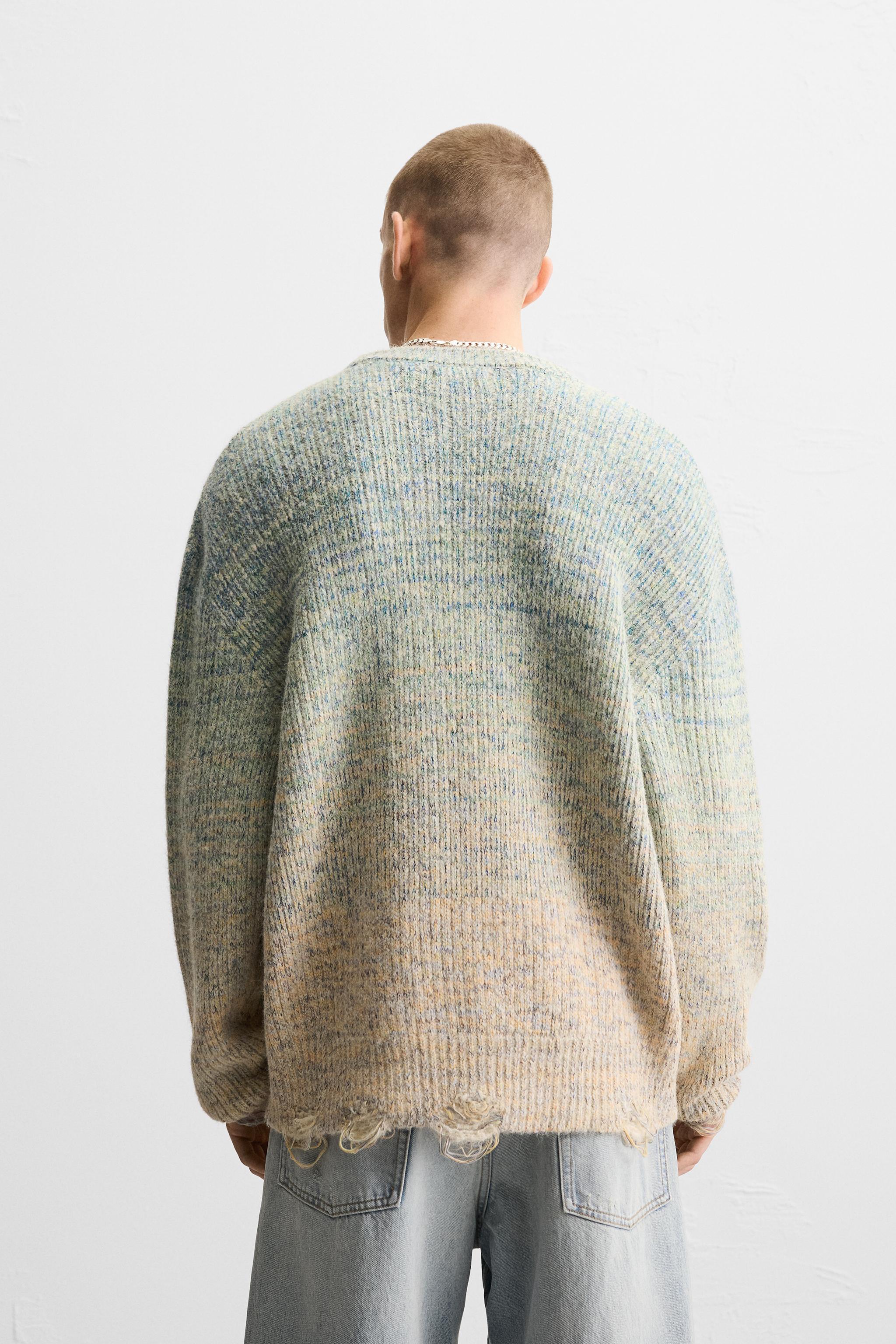 CONTRASTING BUTTONHOLE TWIST TEXTURED SWEATER Product Image