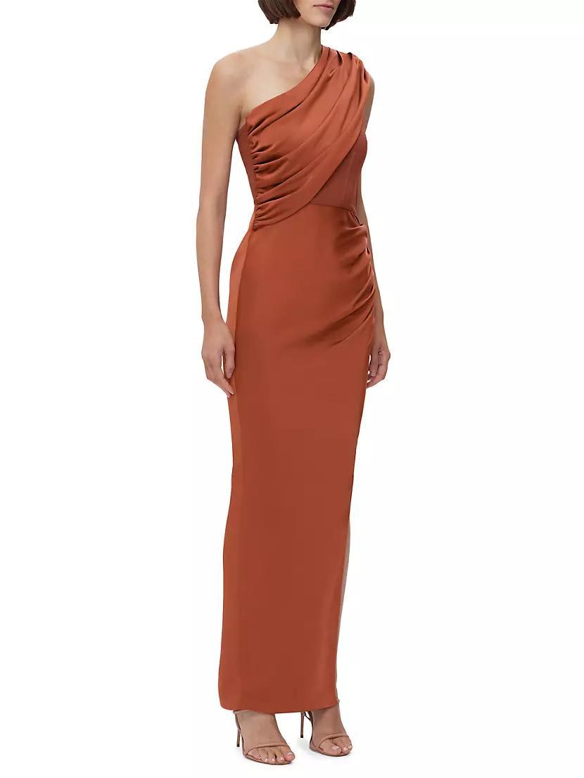 Womens Draped One-Shoulder Combo Gown Product Image