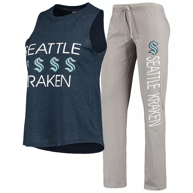 Womens Concepts Sport Deep Sea Blue/Gray Seattle Kraken Meter Tank Top & Pants Sleep Set Krk Blue Product Image