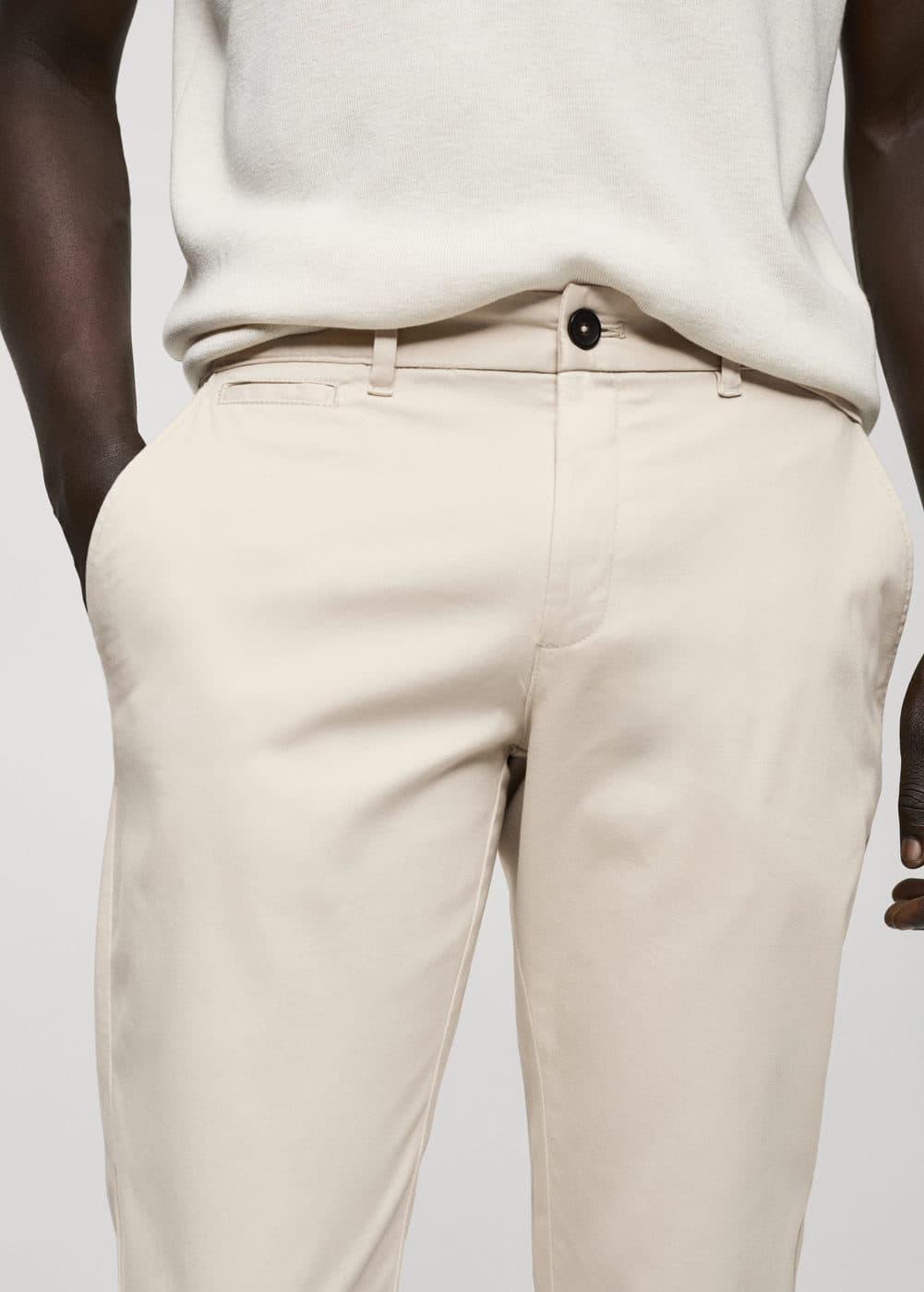 Mango Mens Cotton Tapered Crop Pants - Light Product Image