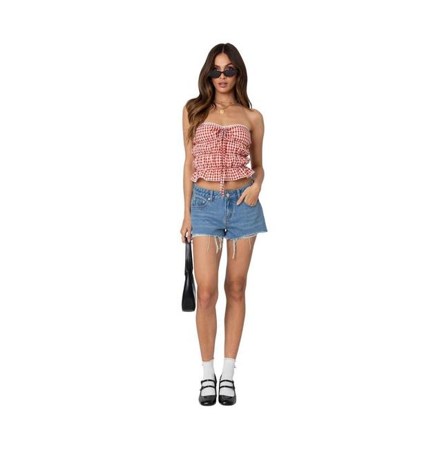 Edikted Womens Fern Mid Rise Denim Shorts Product Image