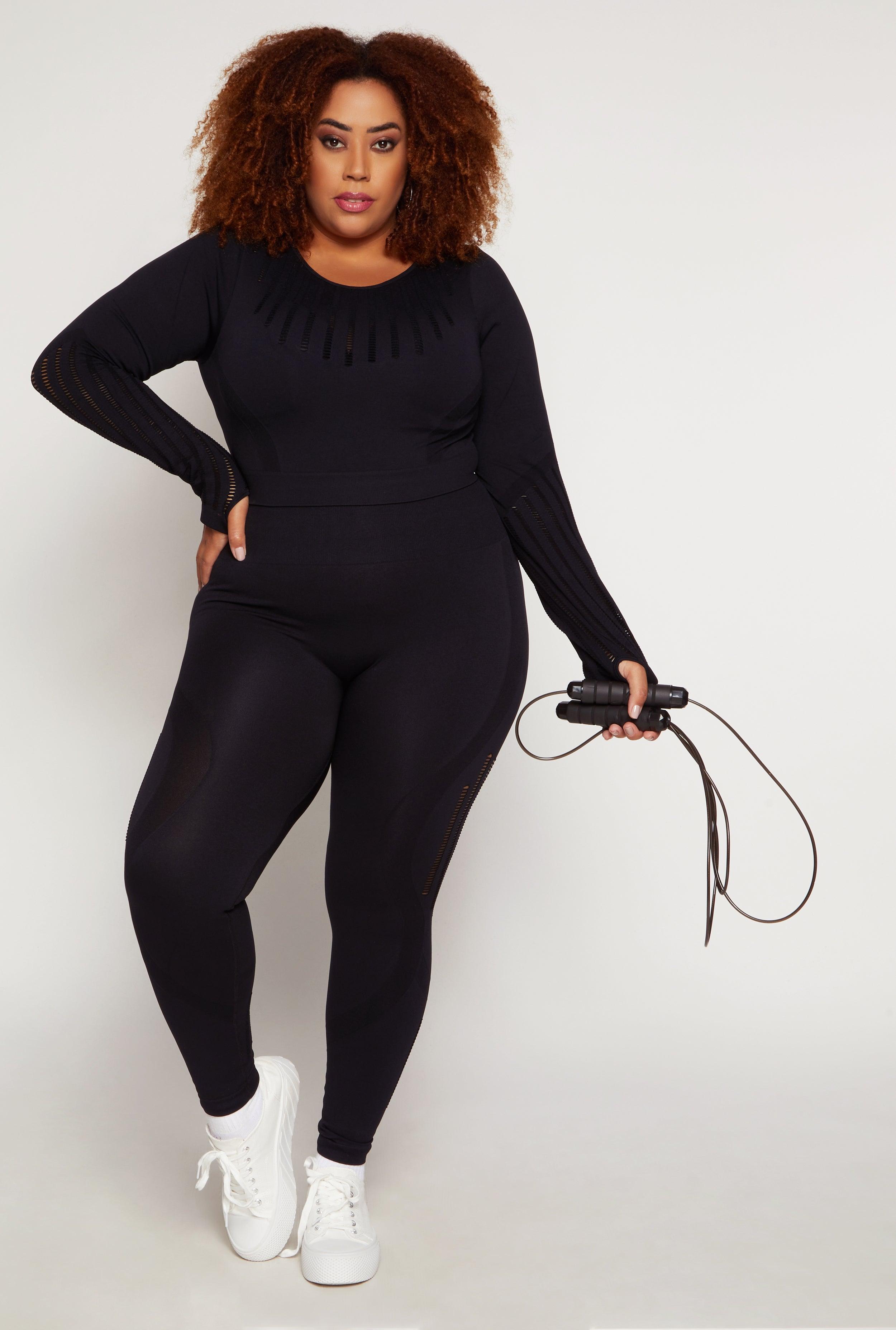 Womens Plus Size Seamless Laser Cut Leggings Product Image