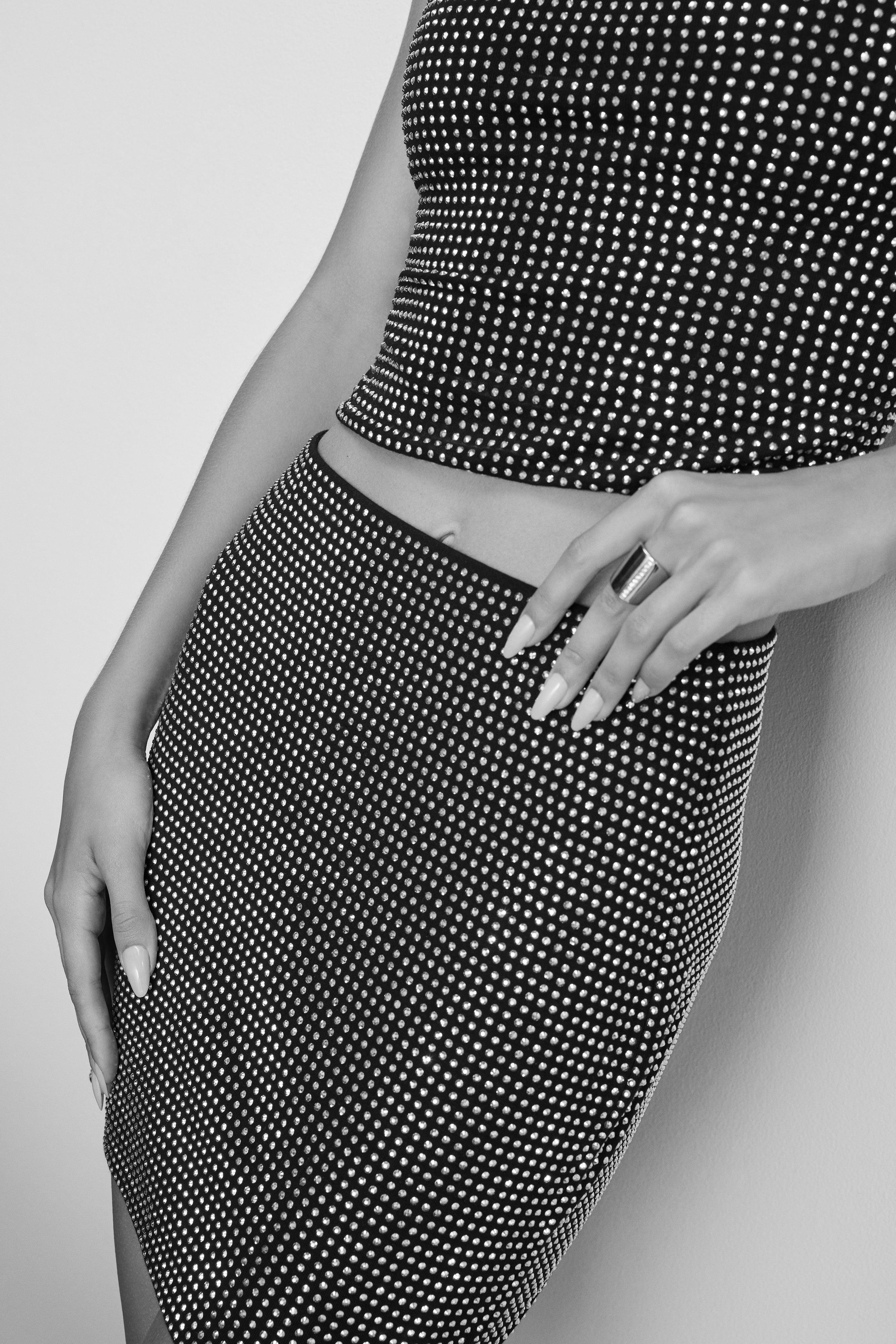 CRYSTAL MINI SKIRT | BLACK001 Product Image