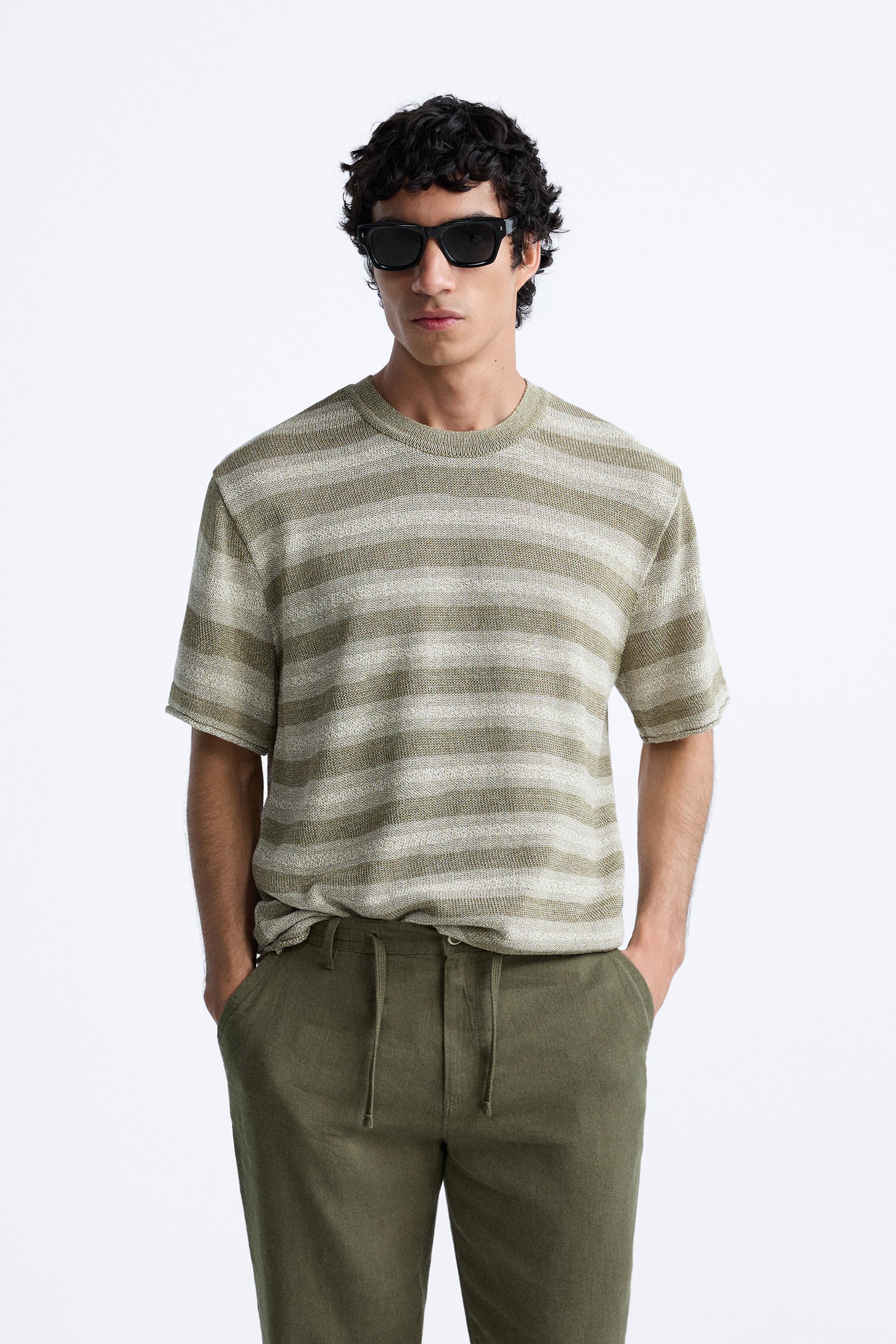 JACQUARD STRIPED KNIT T-SHIRT Product Image