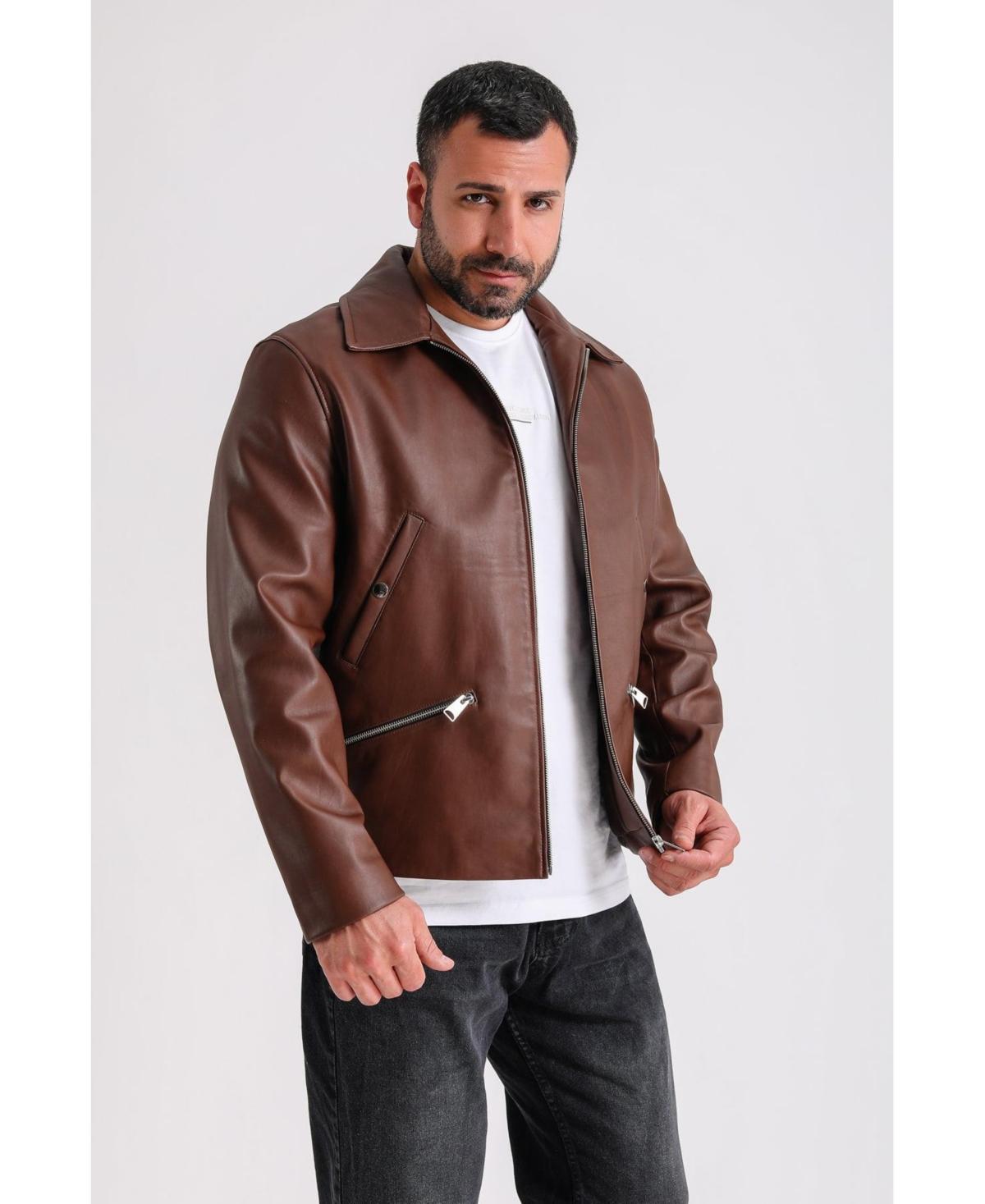 Furniq Uk Mens Premium Brown Leather Jacket Product Image