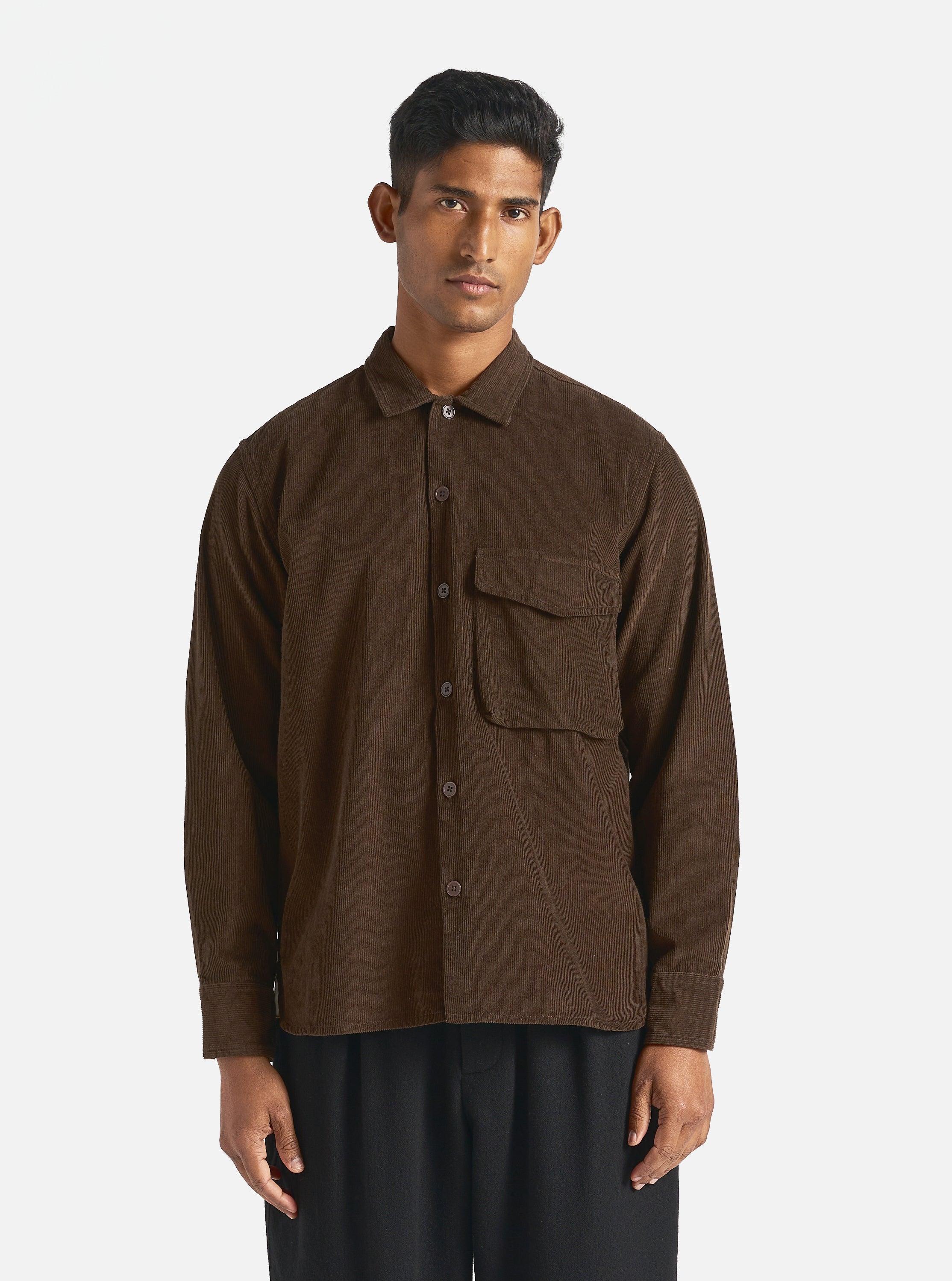 Universal Works Field Shirt in Brown Fine Cord Product Image