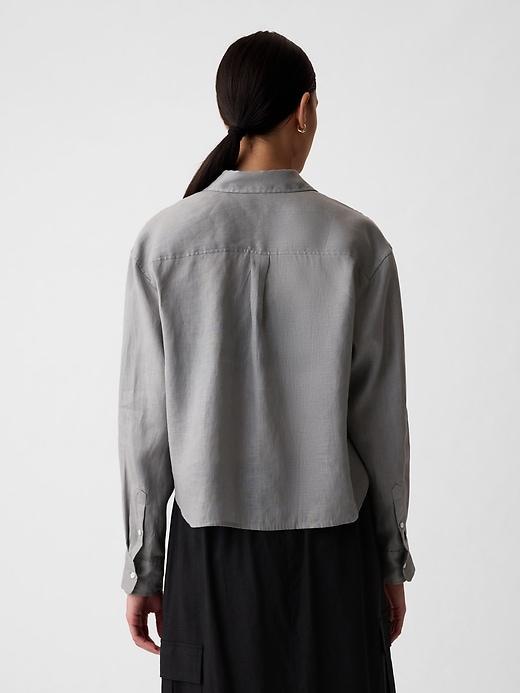 Oversized Linen Cropped Shirt Product Image