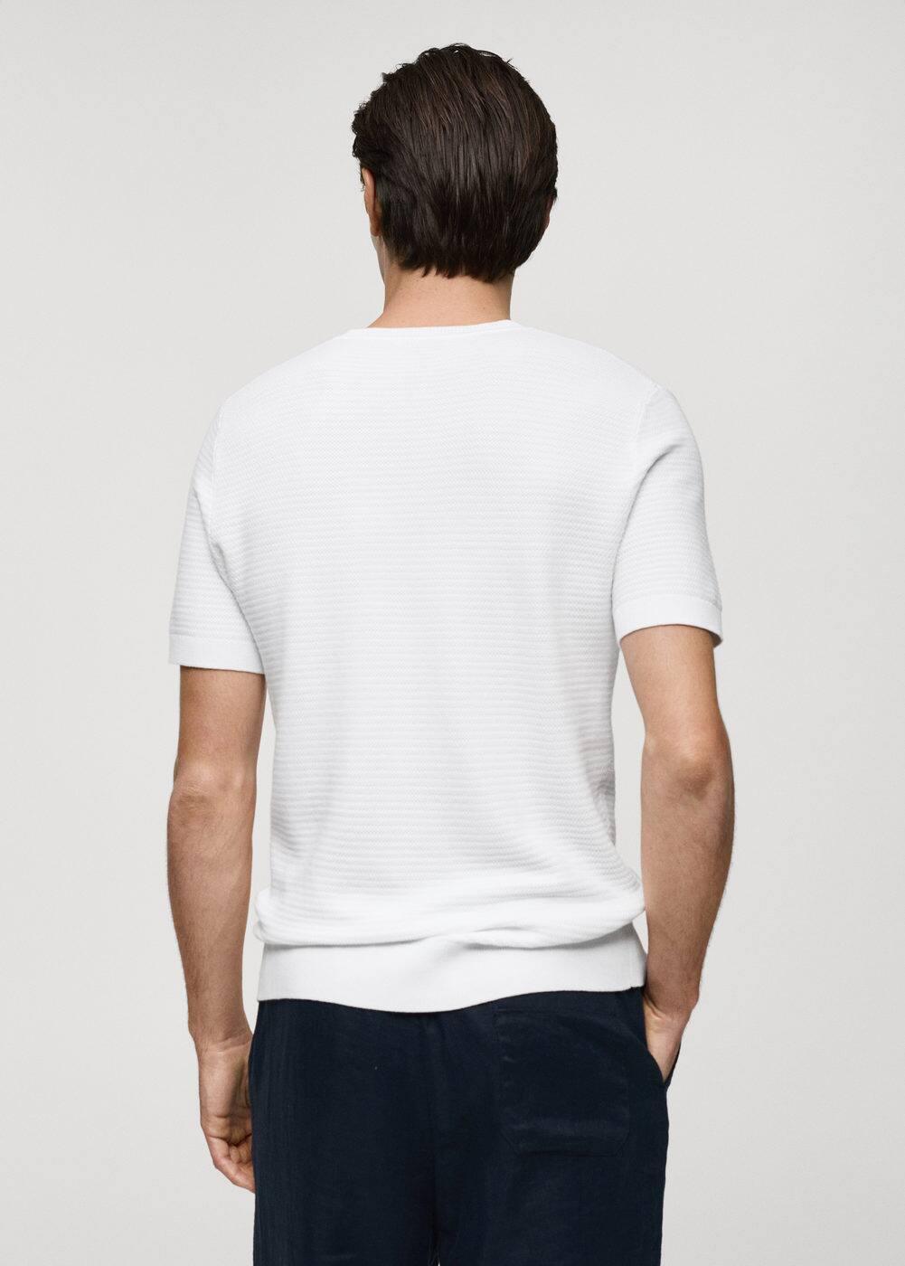 MANGO MAN - Tencel braided knit t-shirt whiteMen Product Image