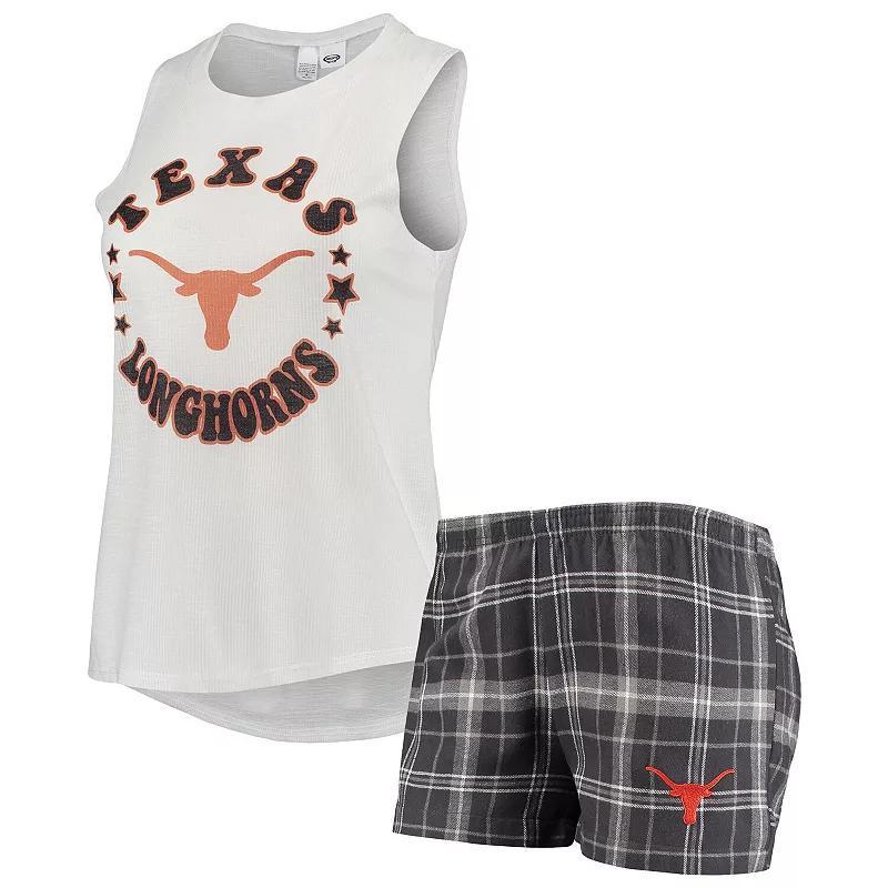 Womens Concepts Sport Charcoal/White Texas Longhorns Ultimate Flannel Tank Top & Shorts Sleep Set Product Image