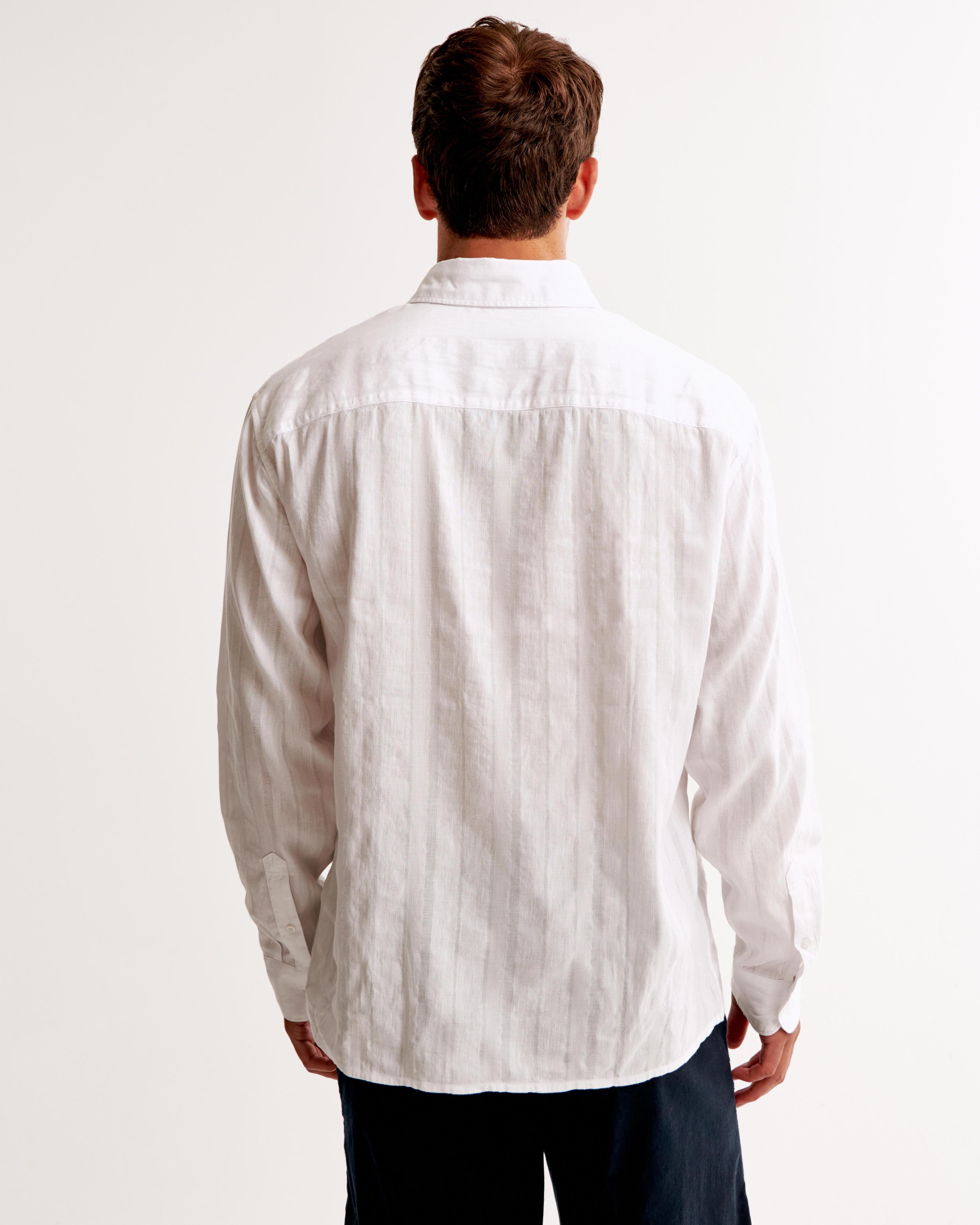 Summer Linen-Blend Button-Up Shirt Product Image