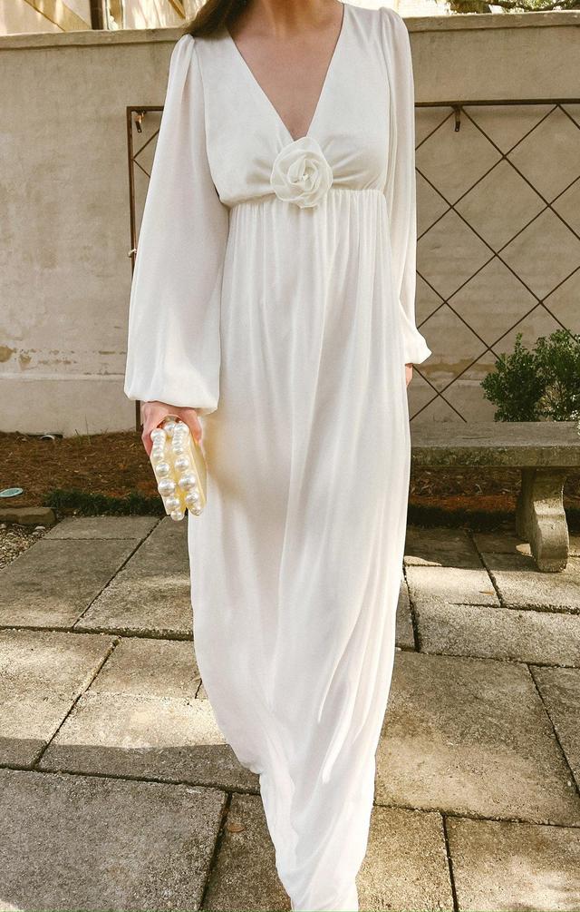 Rosetta Maxi Dress ~ White Silky Crepe Product Image