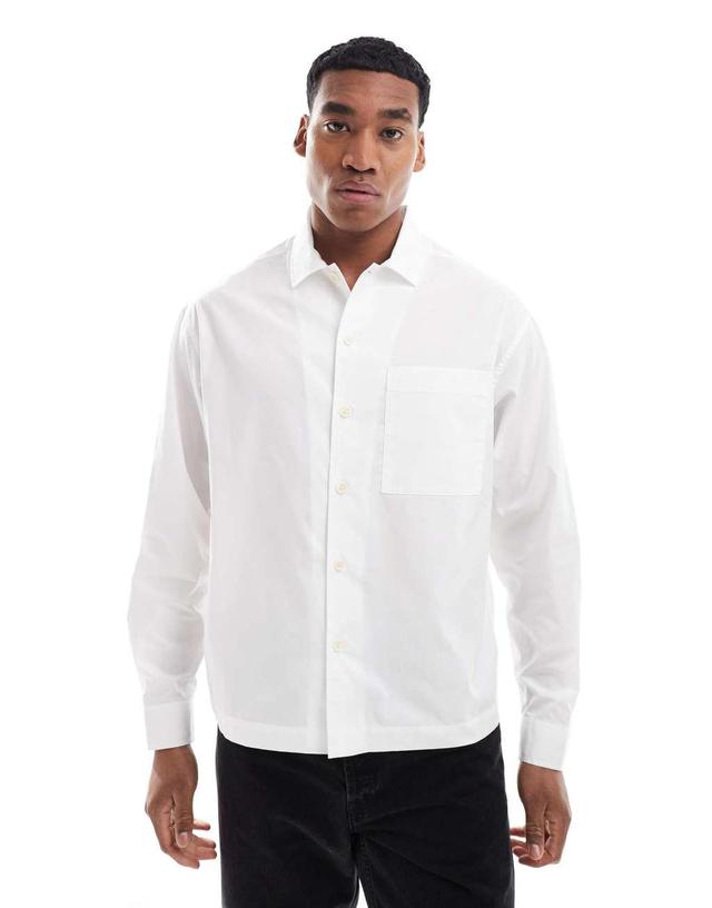 ASOS DESIGN boxy oversized button poplin shirt in white Product Image