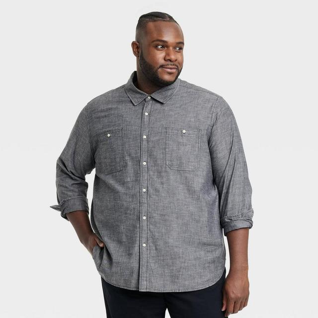 Mens Big & Tall Long Sleeve Denim Button-Down Shirt - Goodfellow & Co Black Wash LT Product Image