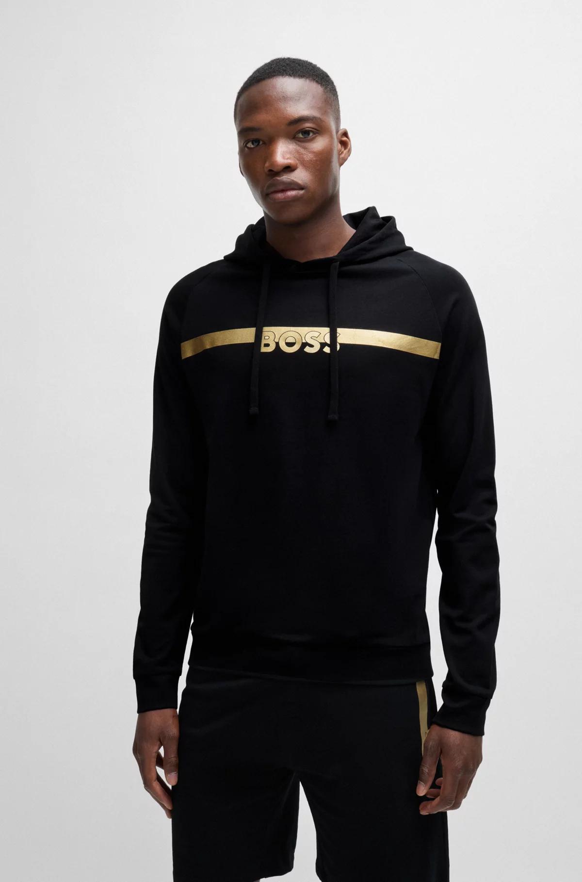 Boss Cotton-Terry Regular-Fit Hoodie with Foil-Print Logo Product Image