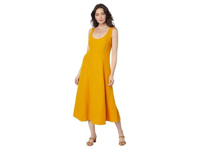 Vince Panelled Scoop Neck Dress (Papaya) Women's Clothing Product Image