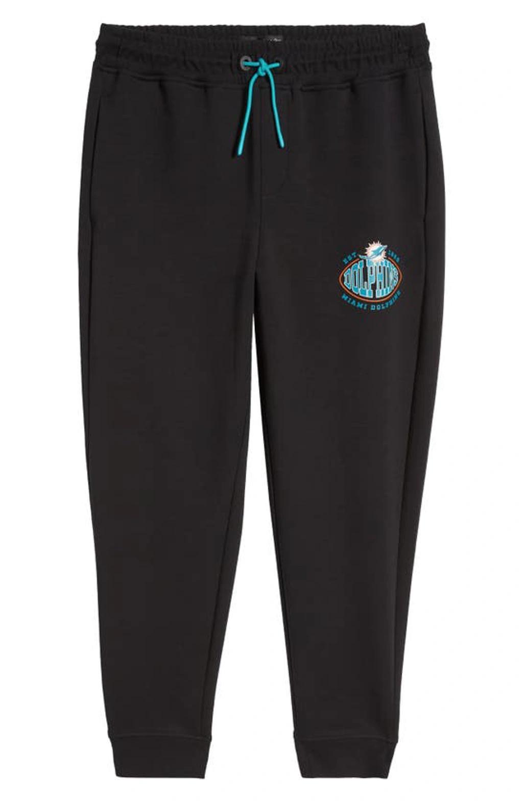 Boss X Nfl Cotton-blend Tracksuit Bottoms With Collaborative Branding In Dolphins Black Product Image