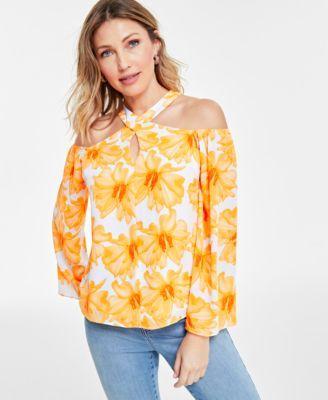 I.n.c. International Concepts Womens Floral-Print Halter Blouse, Created for Macys product image