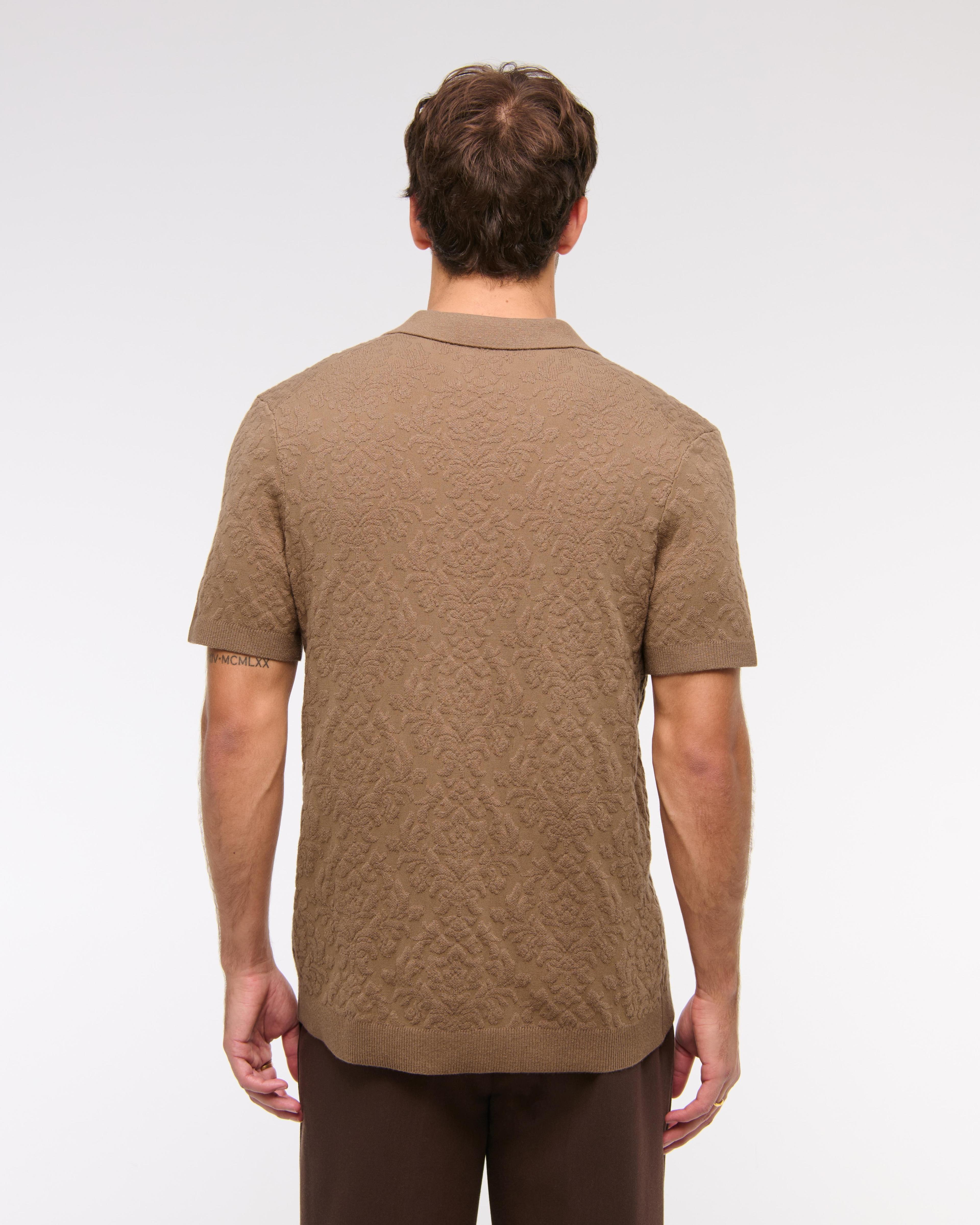 Jacquard Pattern Johnny Collar Sweater Polo Product Image