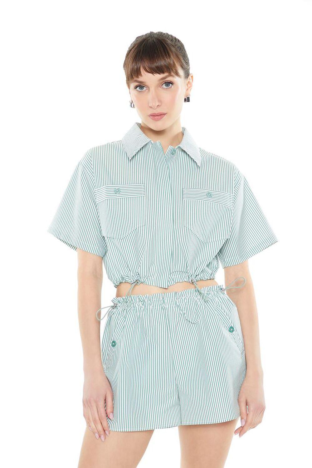 Pinstriped Cropped Shirt | Forever 21 Product Image