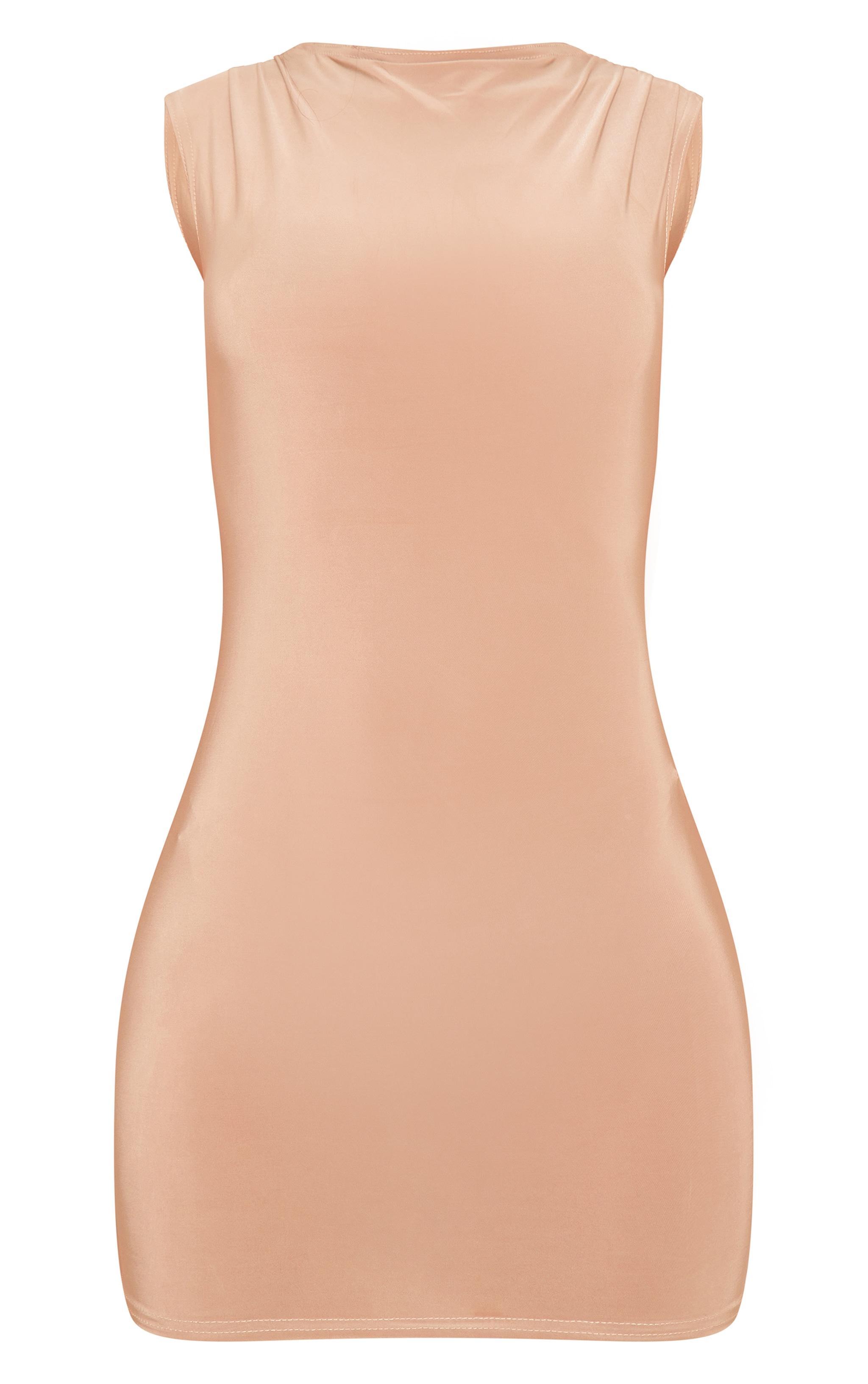 Stone Slinky High Neck Ruched Mini Dress product image