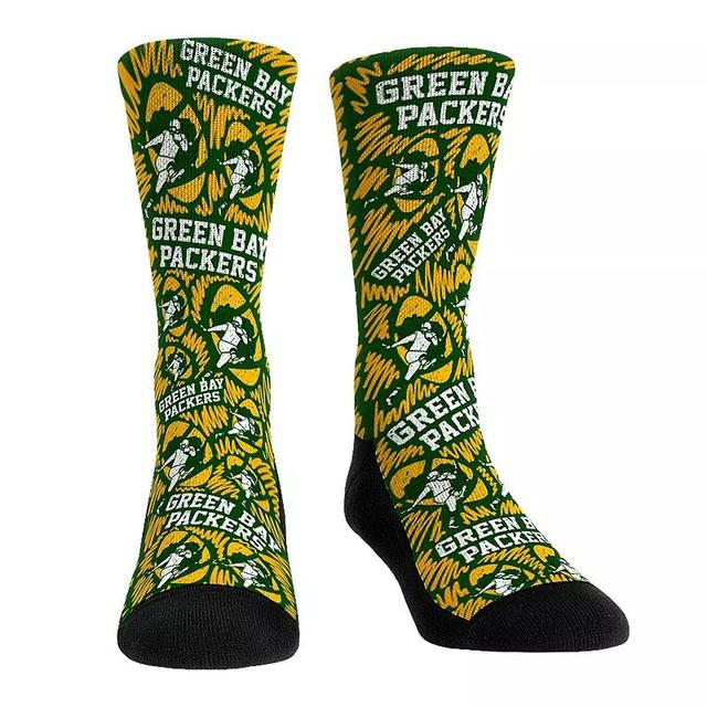 Rock Em Socks Green Bay Packers Throwback Logo Sketch Crew Socks, Mens Product Image