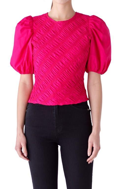 English Factory Asymmetric Shirred Puff Sleeve Top Product Image