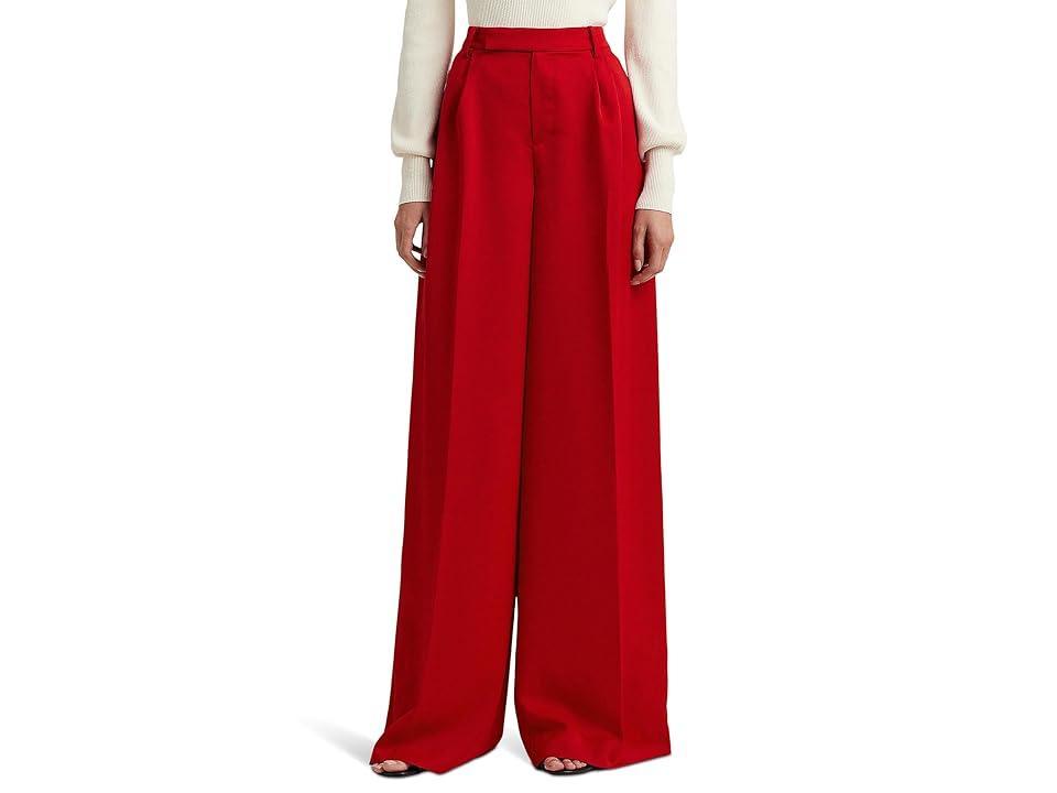 Lauren Ralph Lauren Womens Pleated Satin Crepe Wide-Leg Pants Product Image