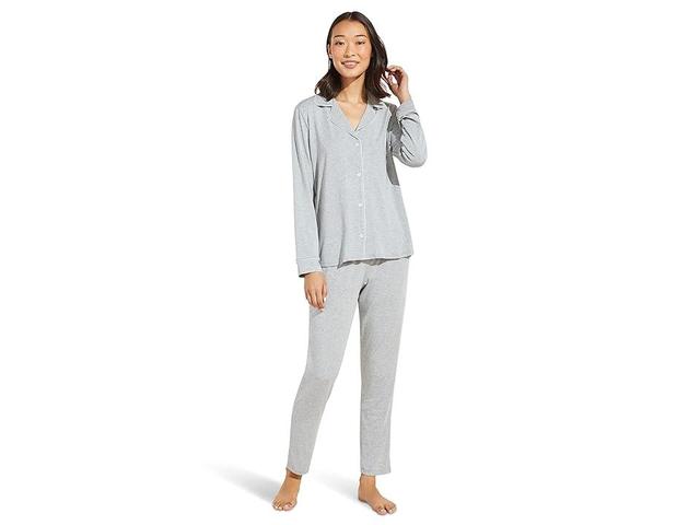 Eberjey Gisele Slim Tuxedo Pajama Set (Heather Grey/Sorbet Pink) Women's Pajama Sets Product Image