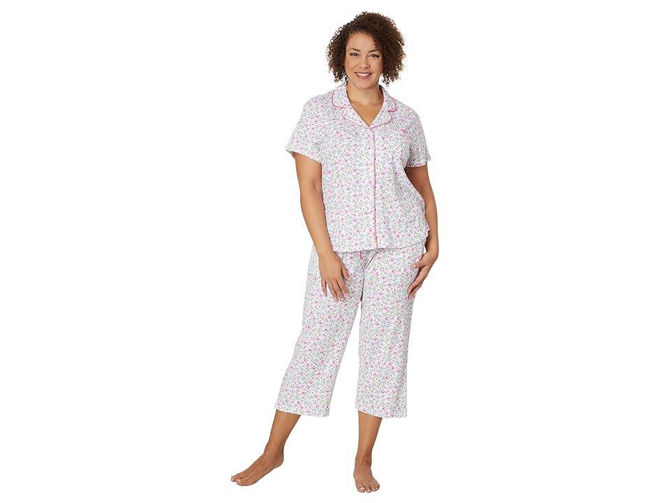 Karen Neuburger Plus Size Blooming Breeze Two-Piece Short Sleeve Girlfriend Long Pj Set (Ditsy Pop) Women's Pajama Sets Product Image