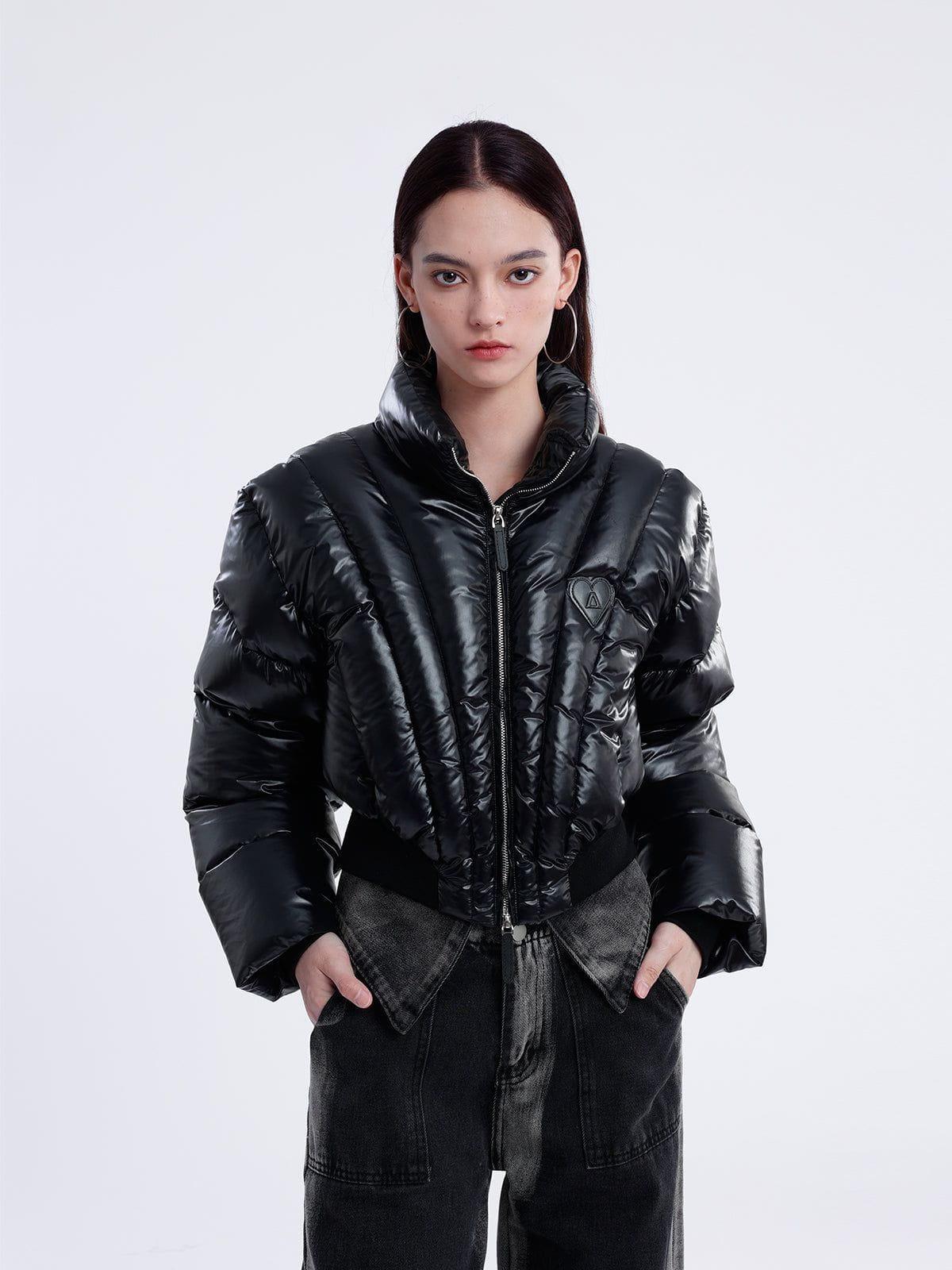 Solid Cropped Puffer Down Coat Product Image