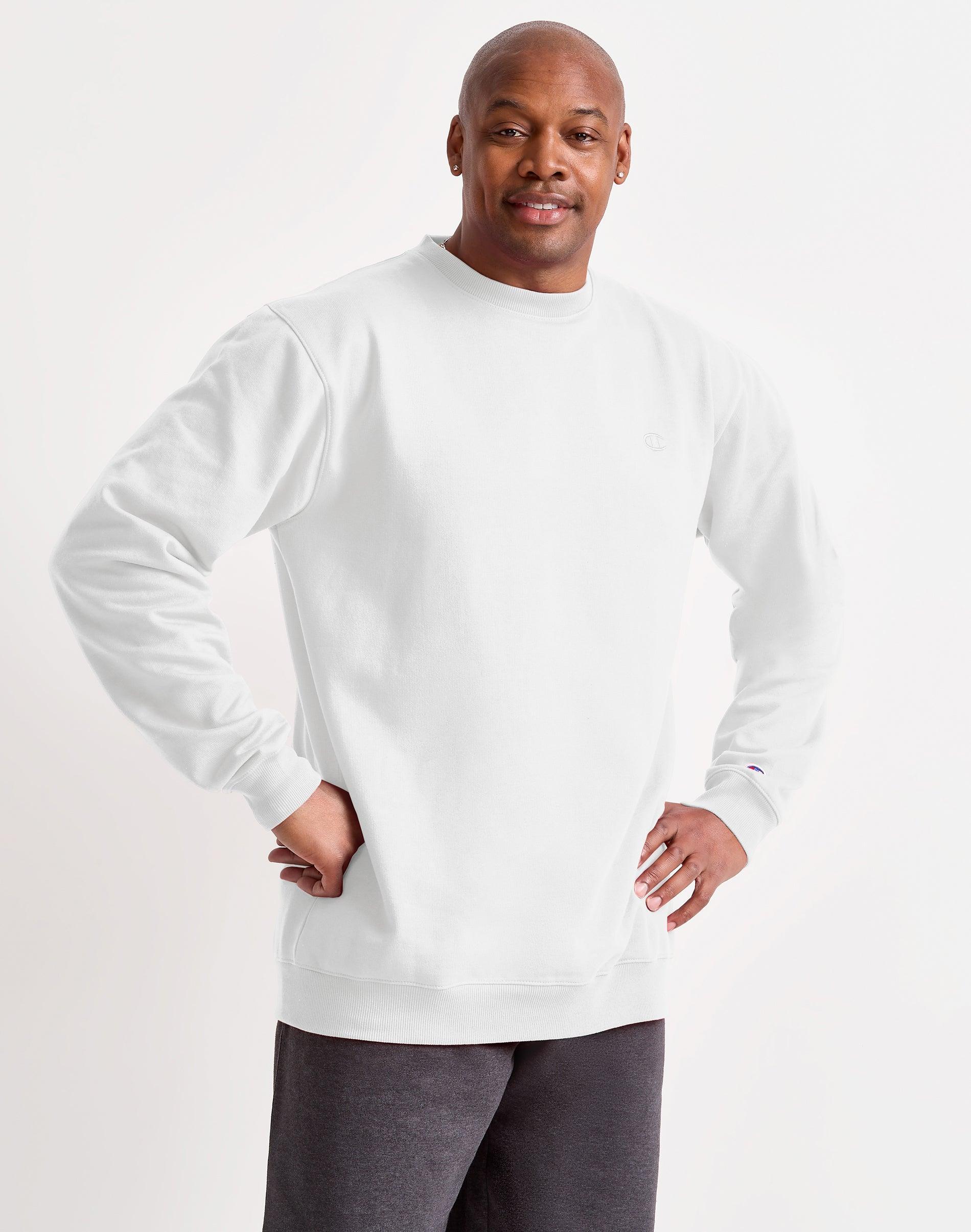 Mens Champion Big & Tall Fleece Crew, C Logo White 2XT Product Image