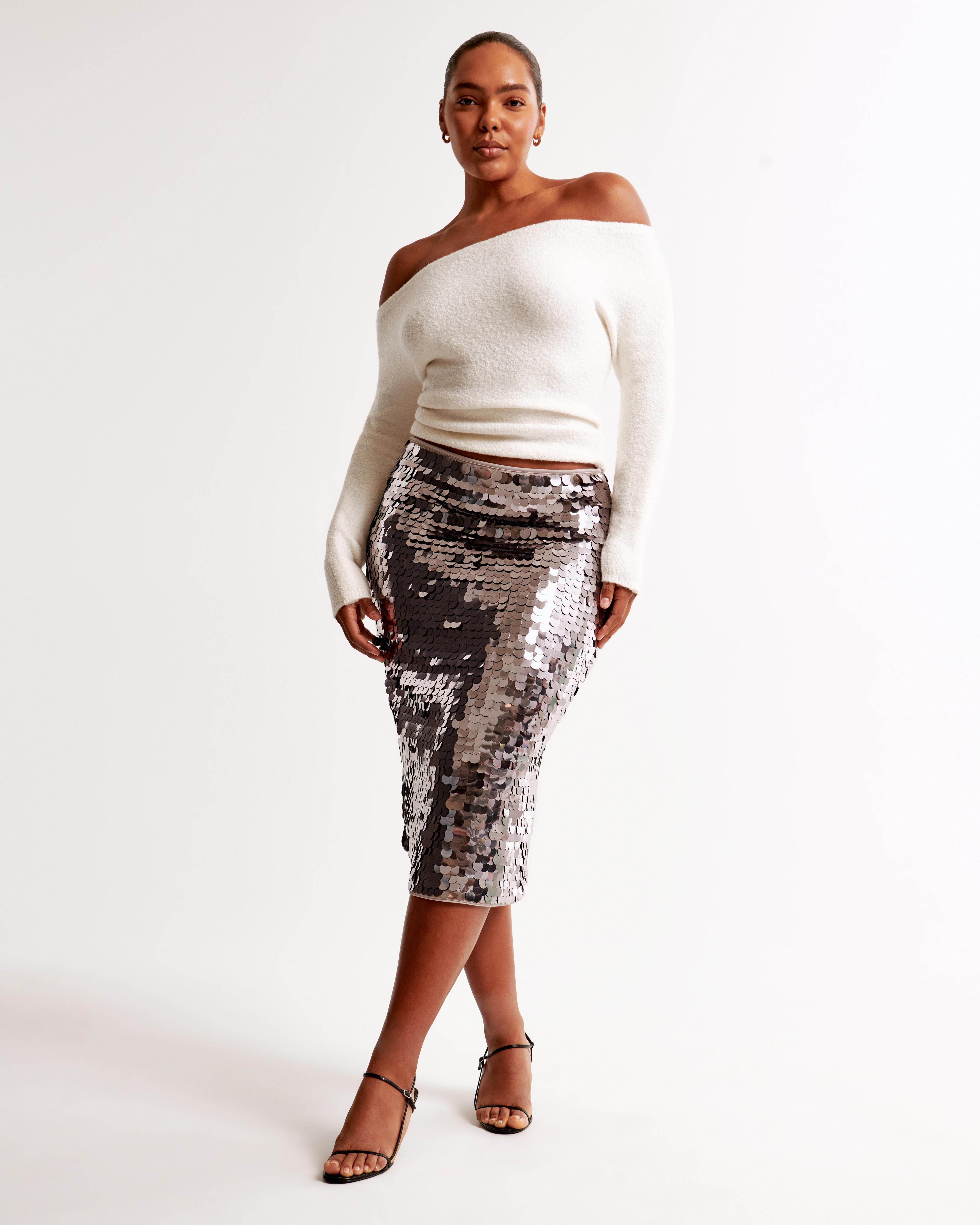 High Rise Sequin Midi Skirt product image