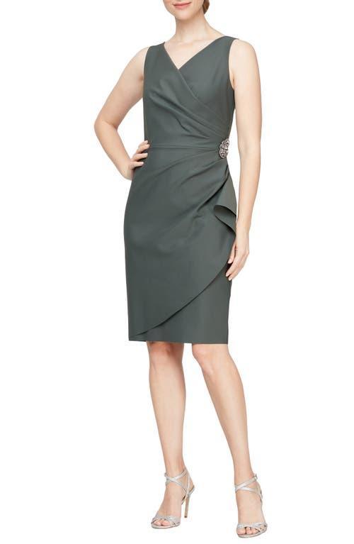 Alex Evenings Side Pleat Sheath Cocktail Dress Product Image