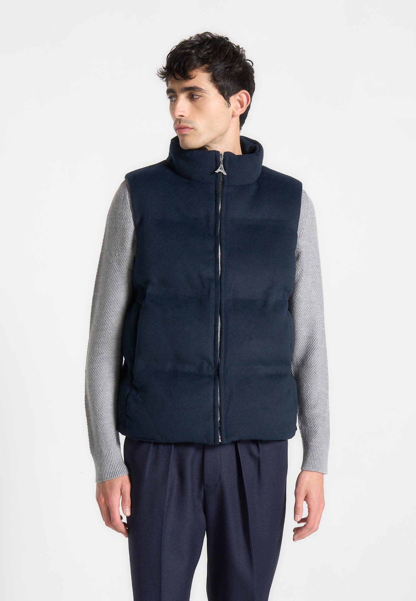 Brushed Marl Puffer Gilet - Navy Male Product Image