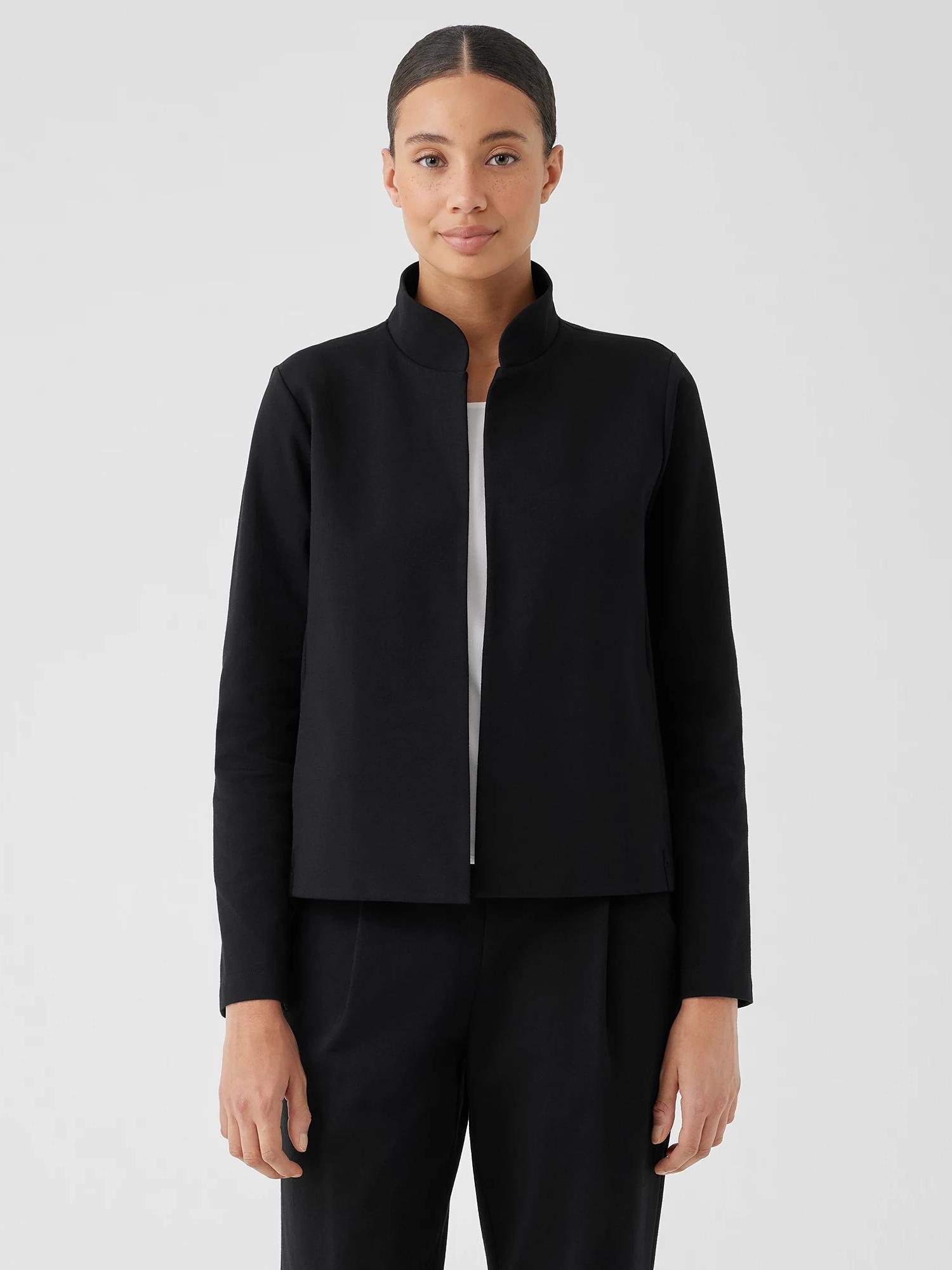 EILEEN FISHER Cotton Blend Ponte Stand Collar Jacketfemale Product Image