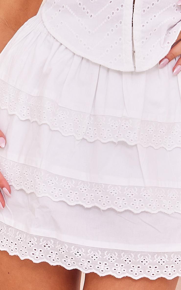 White Tiered Frill Mini Skirt Product Image