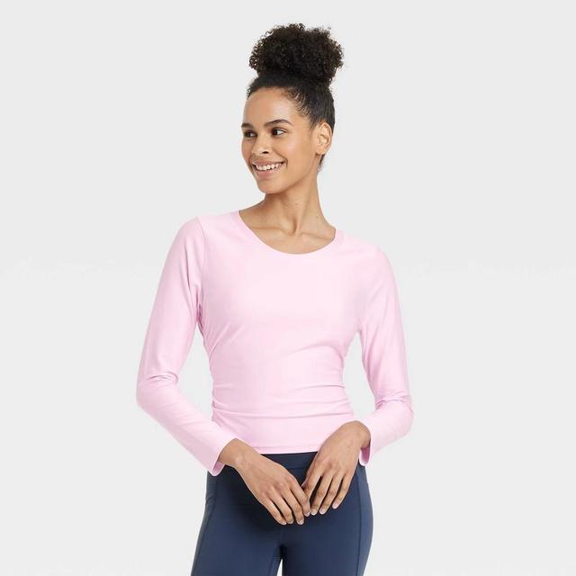 Womens Ribbed Side-Cinch Long Sleeve Top - All In Motion L Product Image