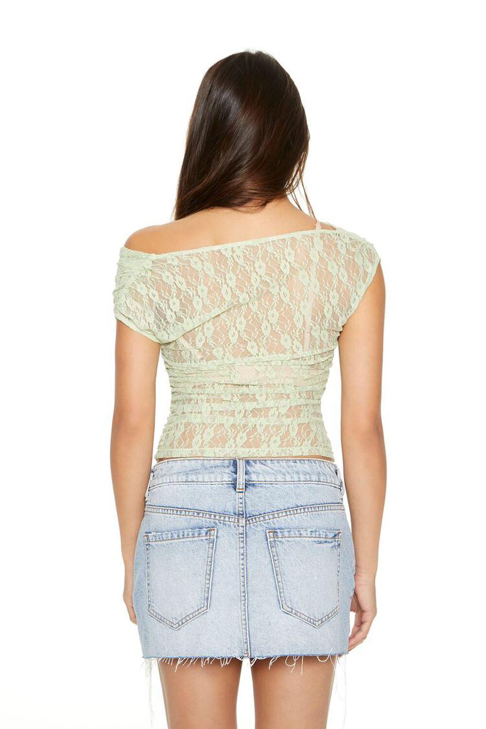 Cropped Sheer Lace Tee | Forever 21 Product Image