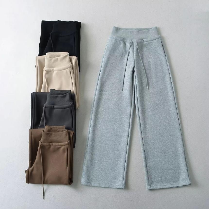 High Rise Plain Wide Leg Pants Product Image