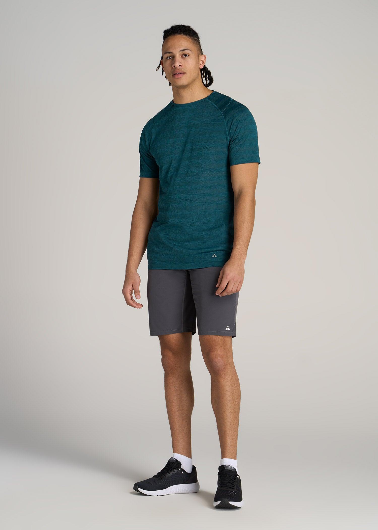 A.T. Performance MODERN-FIT Crewneck Raglan Short Sleeve T-Shirt for Tall Men in Teal Heather Male Product Image