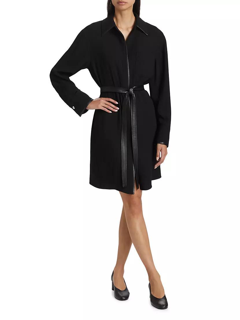 Womens Tie-Waist Long-Sleeve Shirtdress Product Image