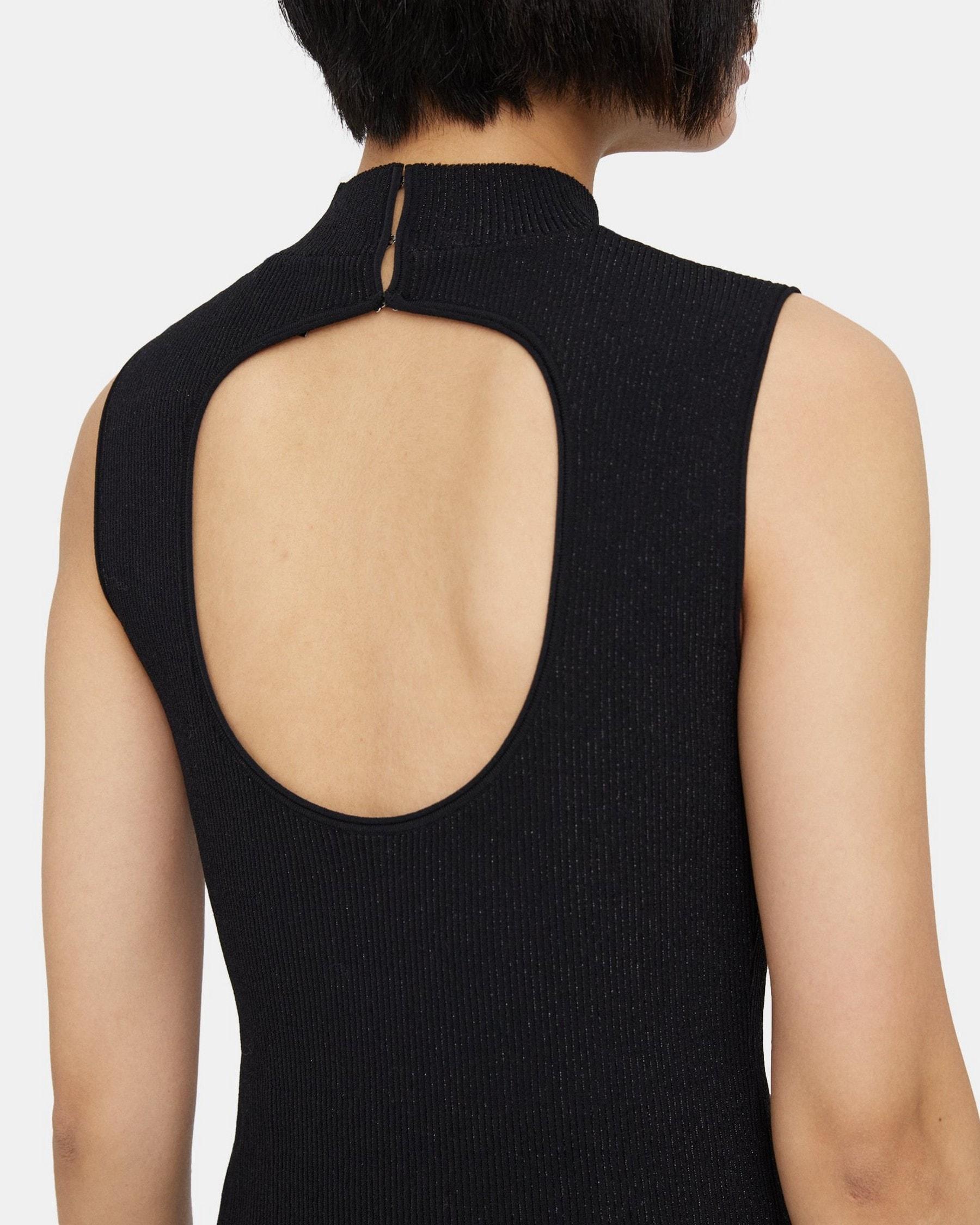 Ribbed Sleeveless Dress in Crepe Knit Product Image