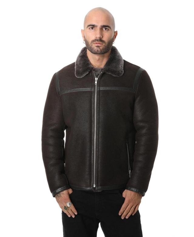 Furniq Uk Mens Leather Jacket, Washed Brown with Brissa Wool Product Image