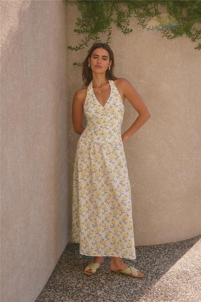 Limoncello Halter Maxi Dress Yellow Product Image