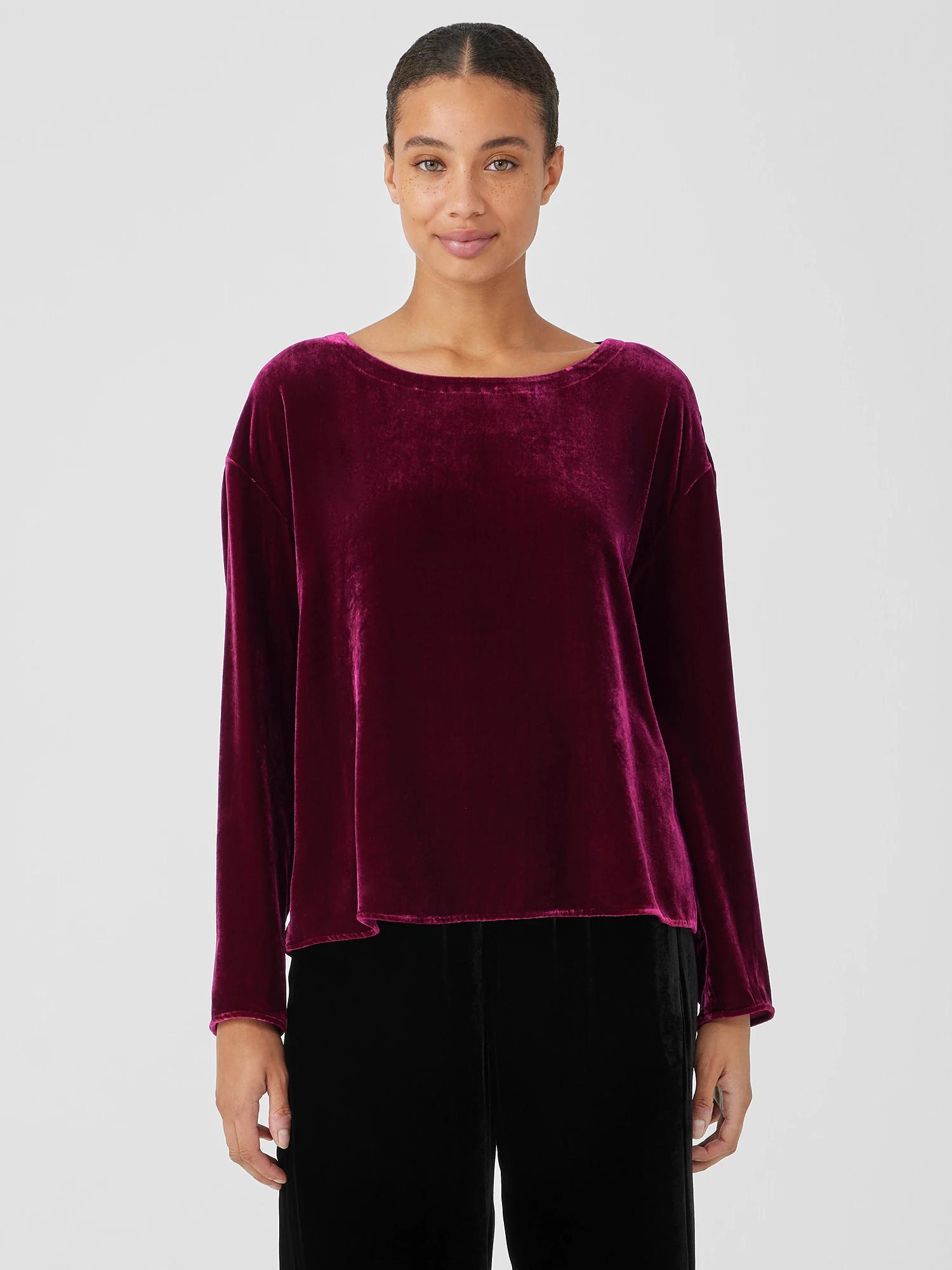 EILEEN FISHER Velvet Ballet Neck Box-Topfemale Product Image