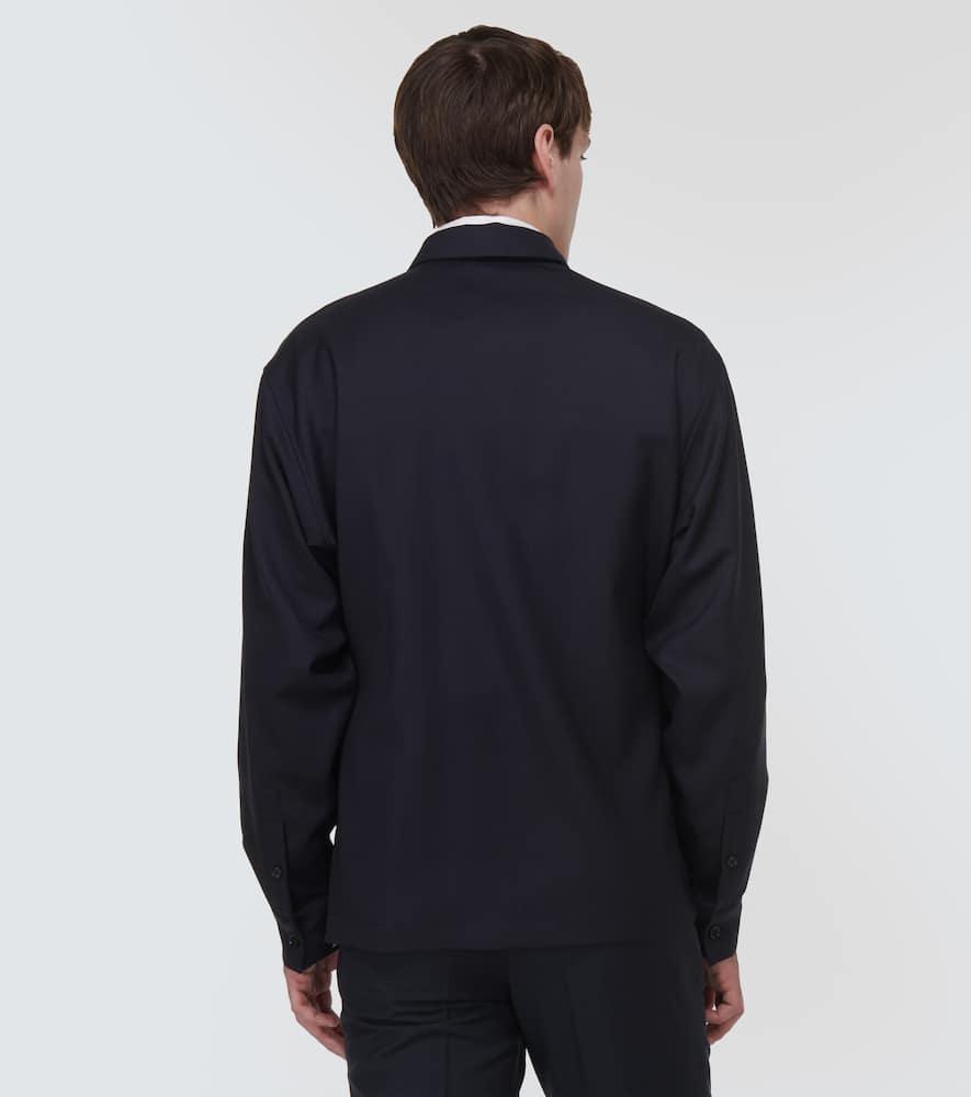 BURBERRY Parnel Embroidered Wool Shirt In Smoked Navy Product Image