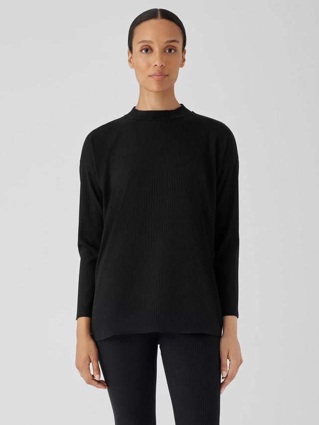 EILEEN FISHER Cozy Stretch Rib Crew Neck Topfemale Product Image