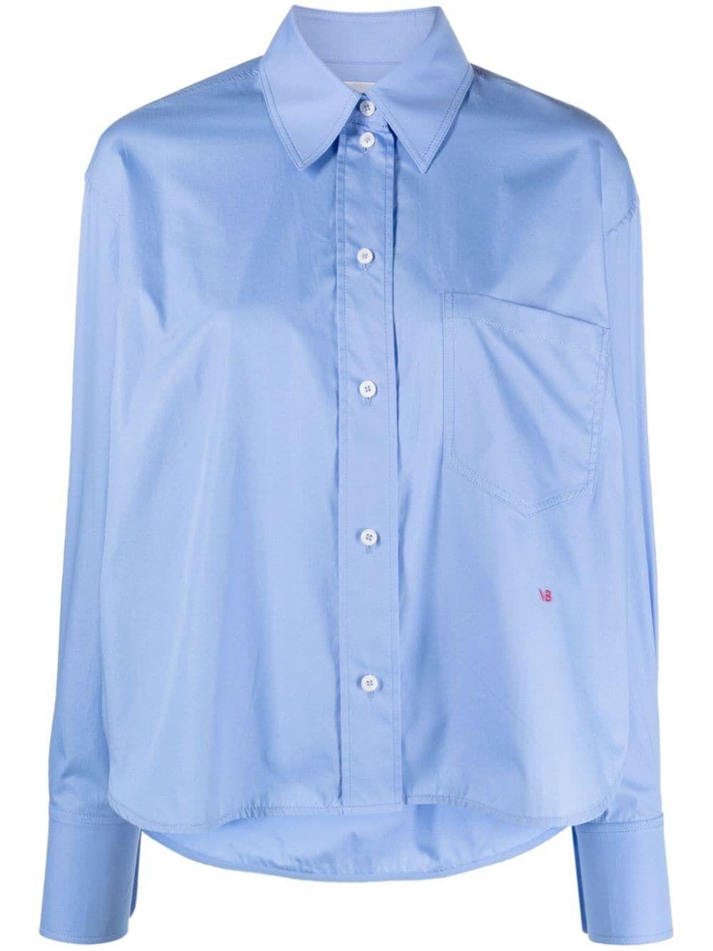 Vb Embroidery Cropped Shirt In Blue Product Image