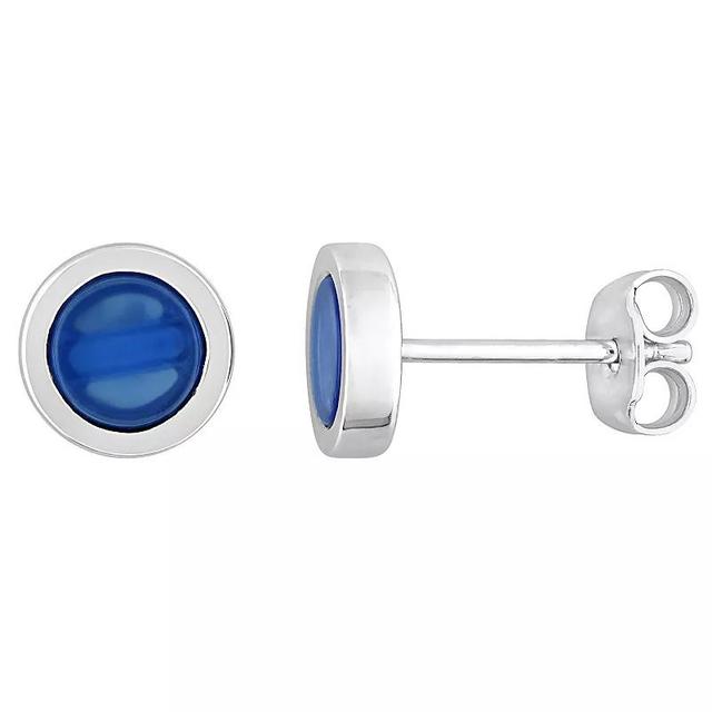 Stella Grace Sterling Silver Blue Agate Round Stud Earrings, Womens Product Image