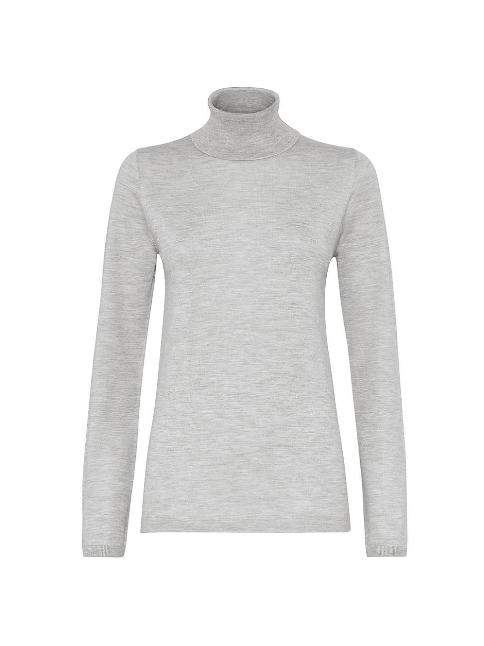 Womens Cashmere and Silk Lightweight Turtleneck Sweater Product Image